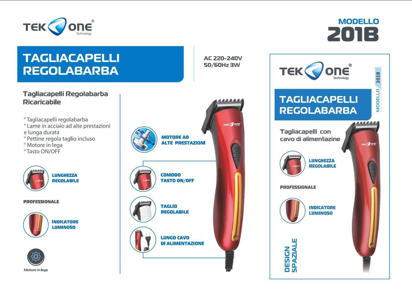 TEK ONE tagliacapelli professionale mod.201B