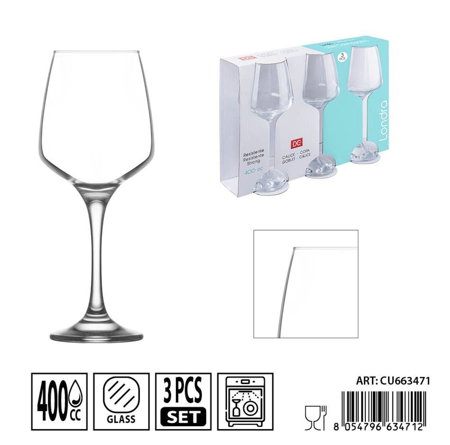 DC CASA calice londra V.rosso 400cc 3pz