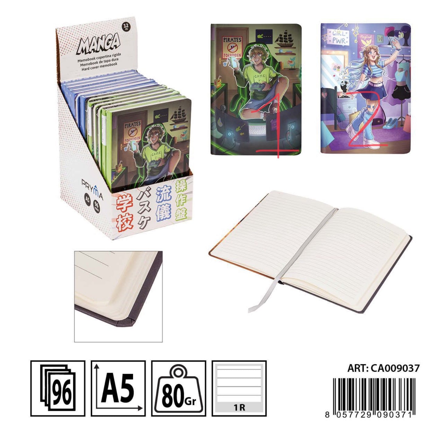 PRYMA L/manga memo book con rigida A5 96ff 1R