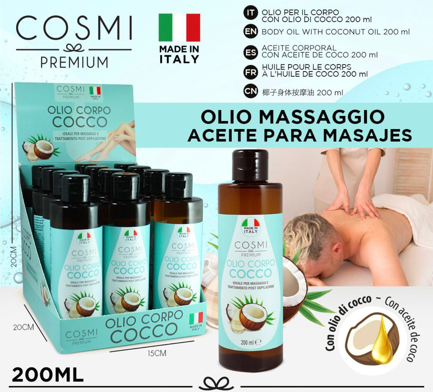 COSMI olio massaggi cocco 220ml