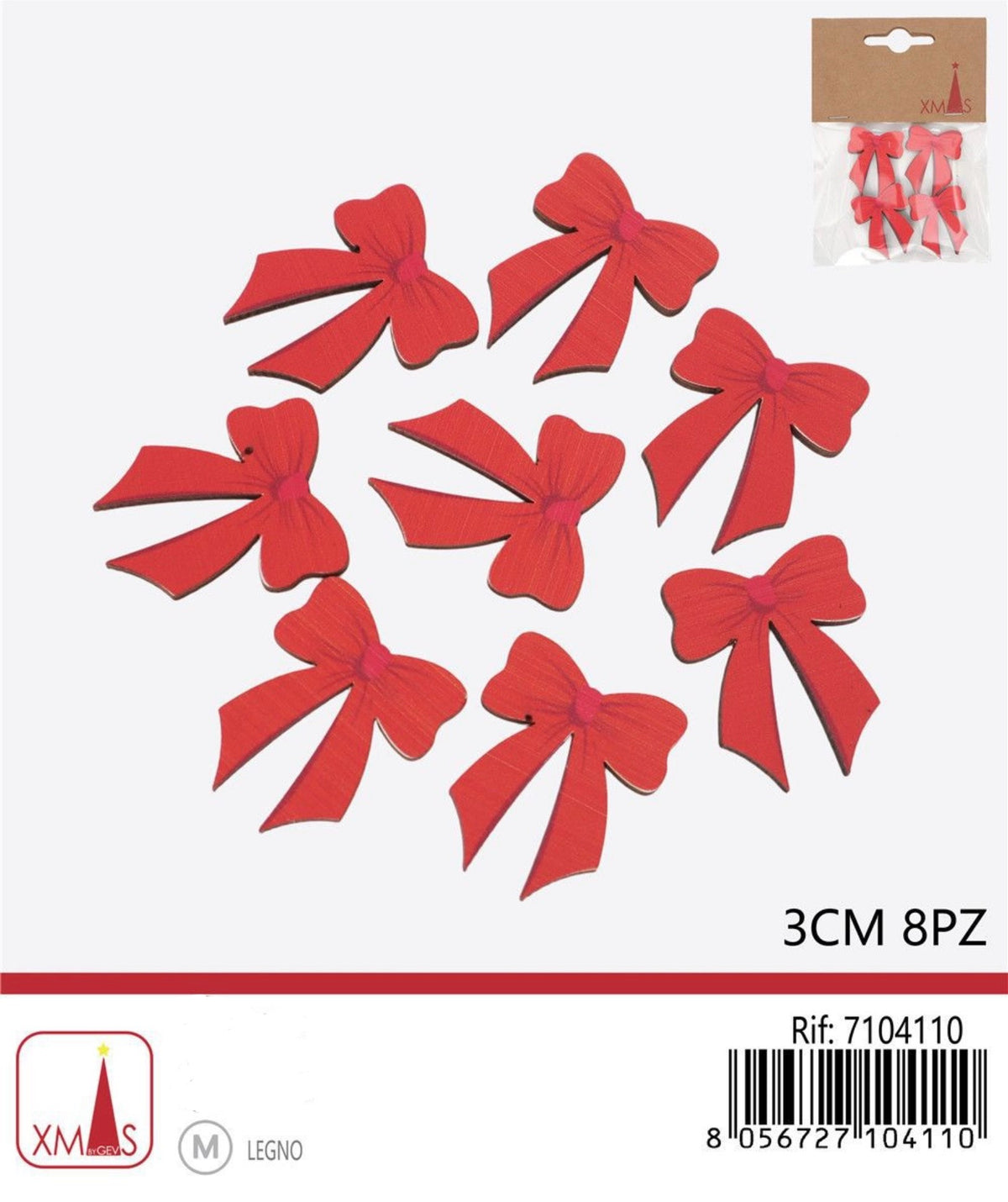 NATALIZIA decorazioni fiocchetti 3cm 8pz
