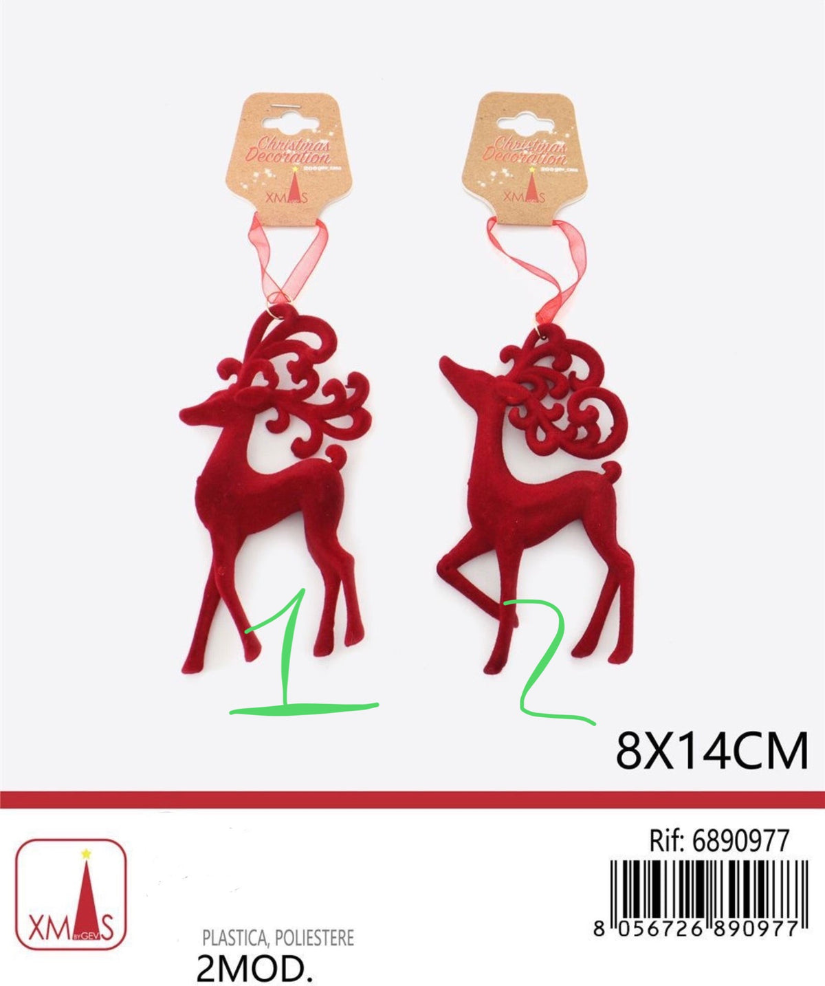 NATALE pendente renna 8x14cm