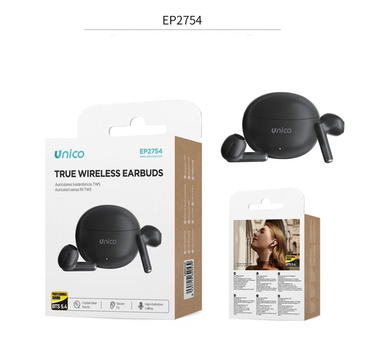 UNICO EP2754 AURICOLARI BLUETOOTH TWS NERO