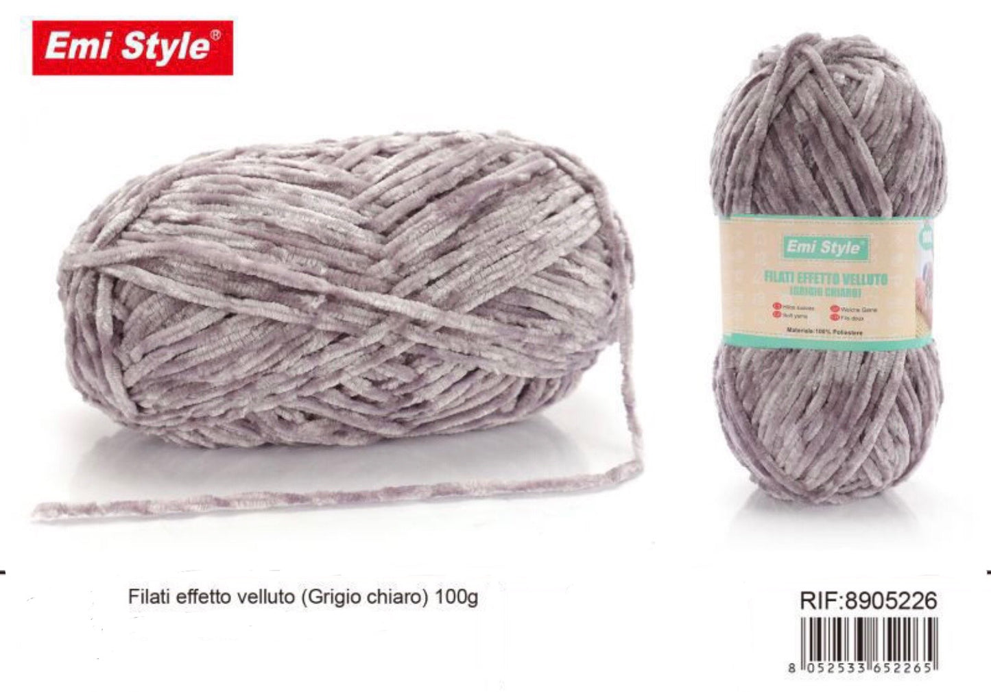 FILATI effetto velluto grigio chiaro 100g