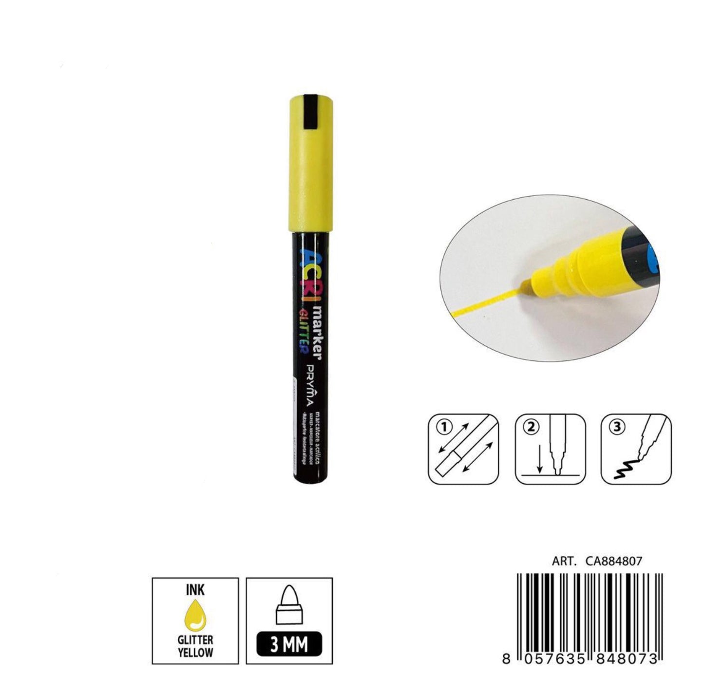 PRYMA marcatore acrilico 3mm N.141 giallo glitter