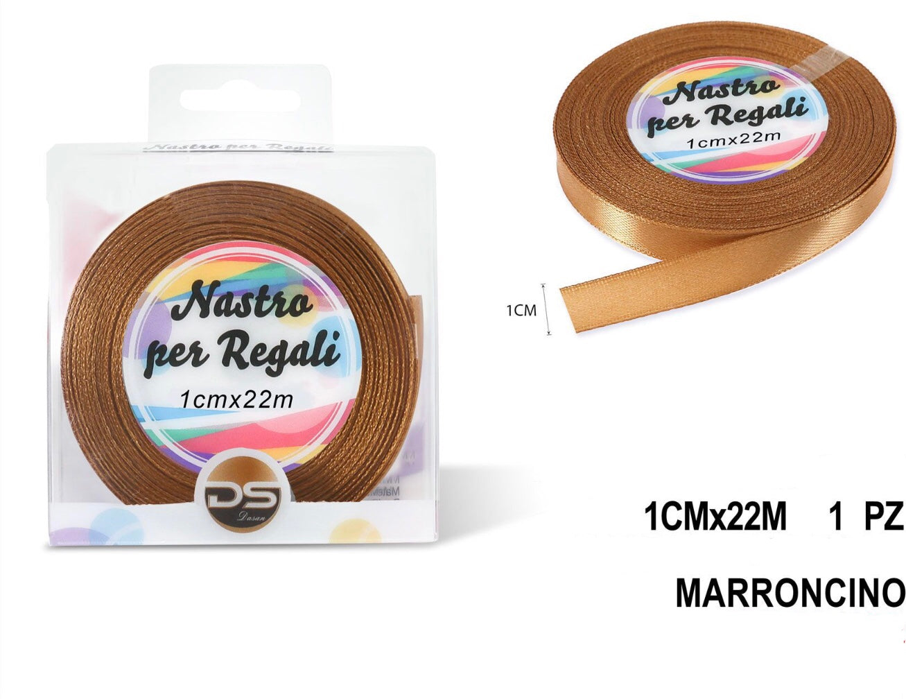 Nastro raso 1 cm MARRONCINO