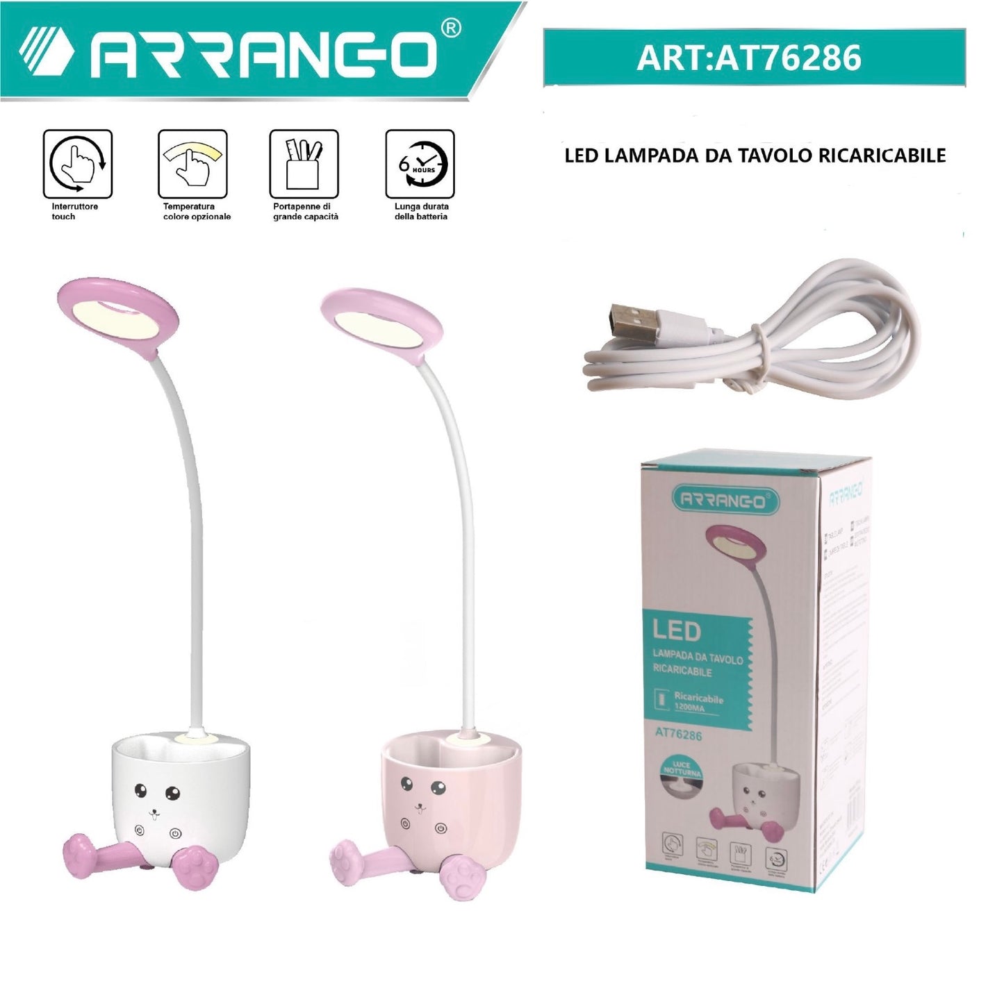 ARRANGO LED lampada da tavolo ricaricabile ART:AT76286