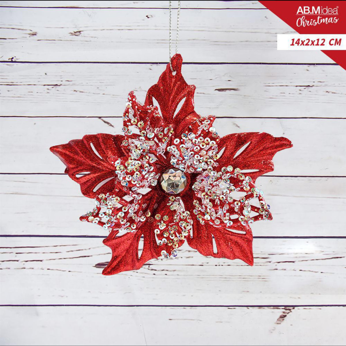 NATALIZIA pendente fiore acrilico 1.4x2x12cm rosso /bianco