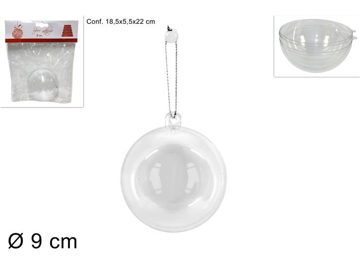 NATALIZIA SFERA PLASTICA TRASPARENTE 9CM