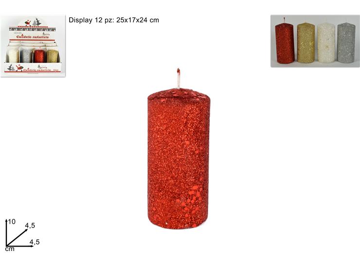 NATALIZIA candela cilindro 10cm glitter