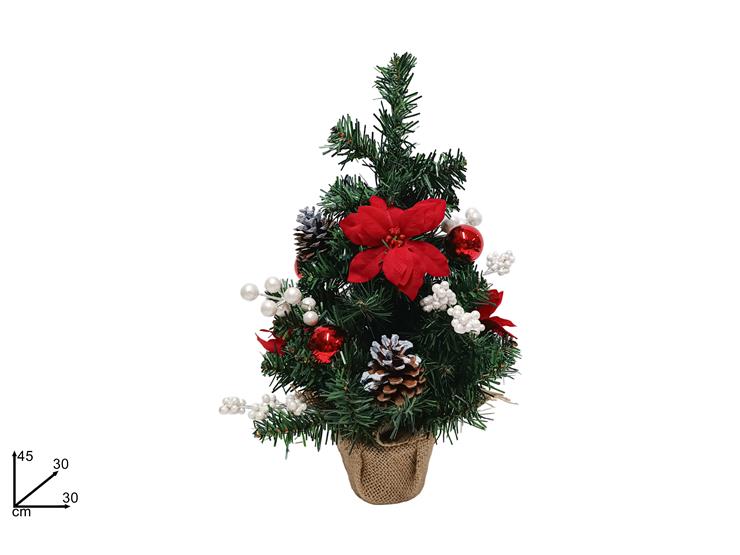 NATALIZIA ALBERELLO 45 CM C/BACCHE ROSSE,ORO E PALLINE