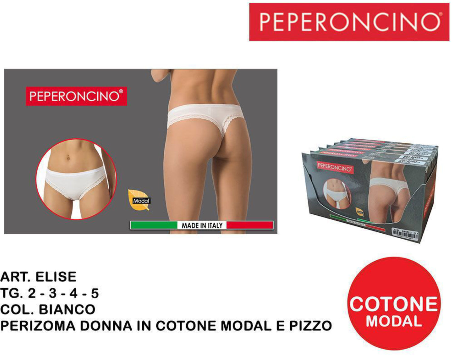 PEPERONCINO ELISE perizoma Cotone pizzo bianco