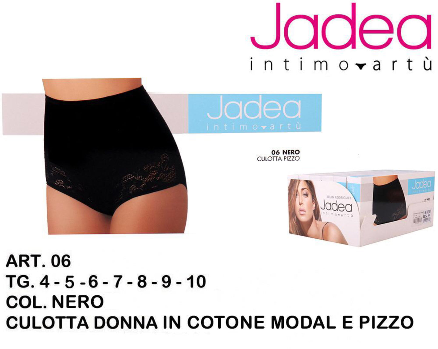 JADEA culotta cotone bordo in pizzo nero art.06
