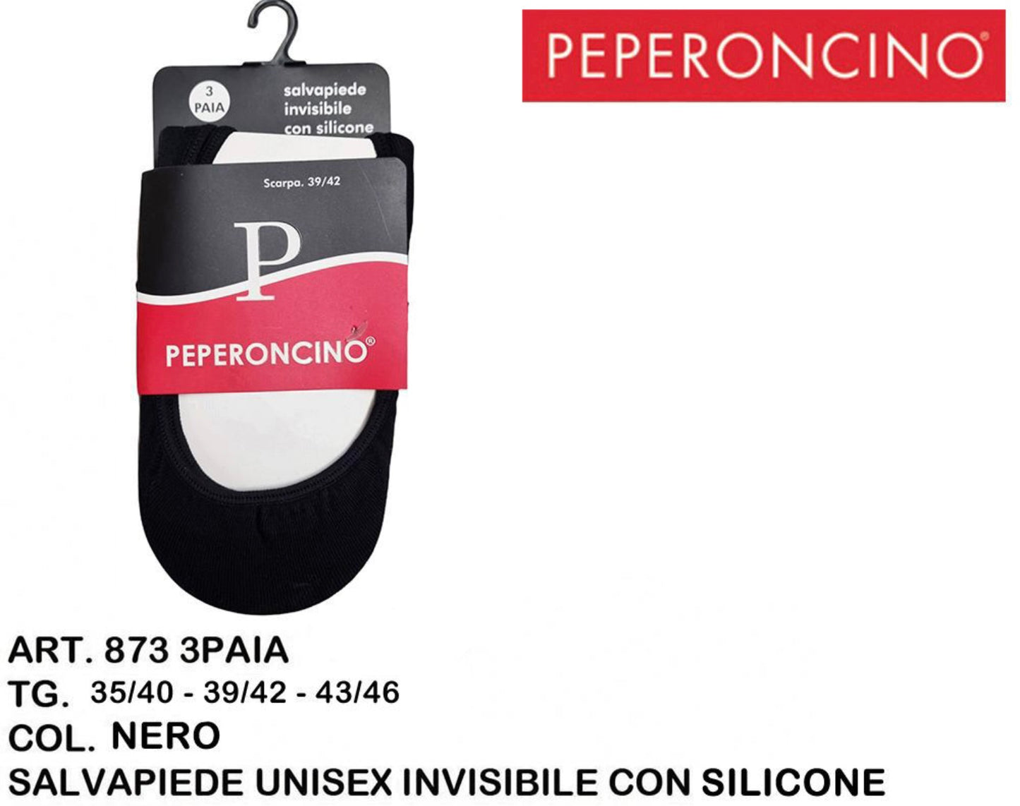 PEPERONCINO SALVAPIEDE unisex invisibile con silicone 873