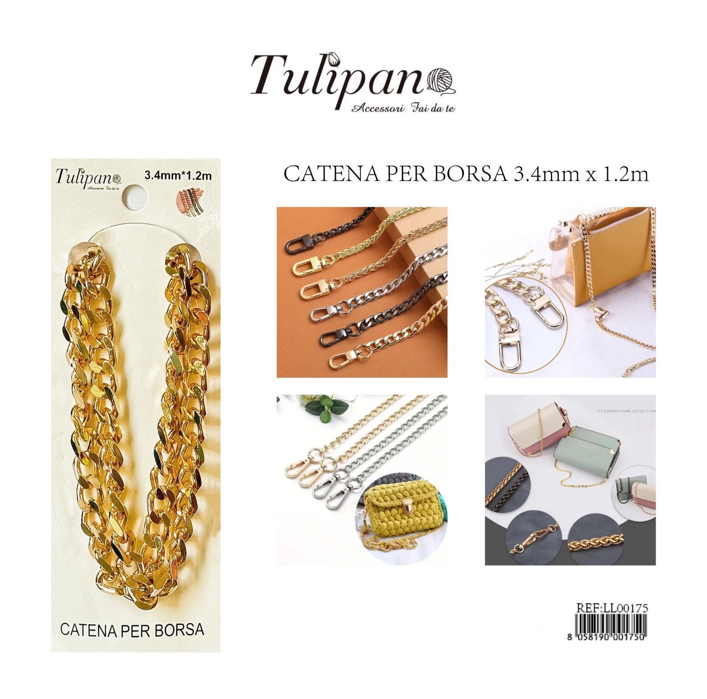 CATENA per borsa oro 3.4mmx1.2m
