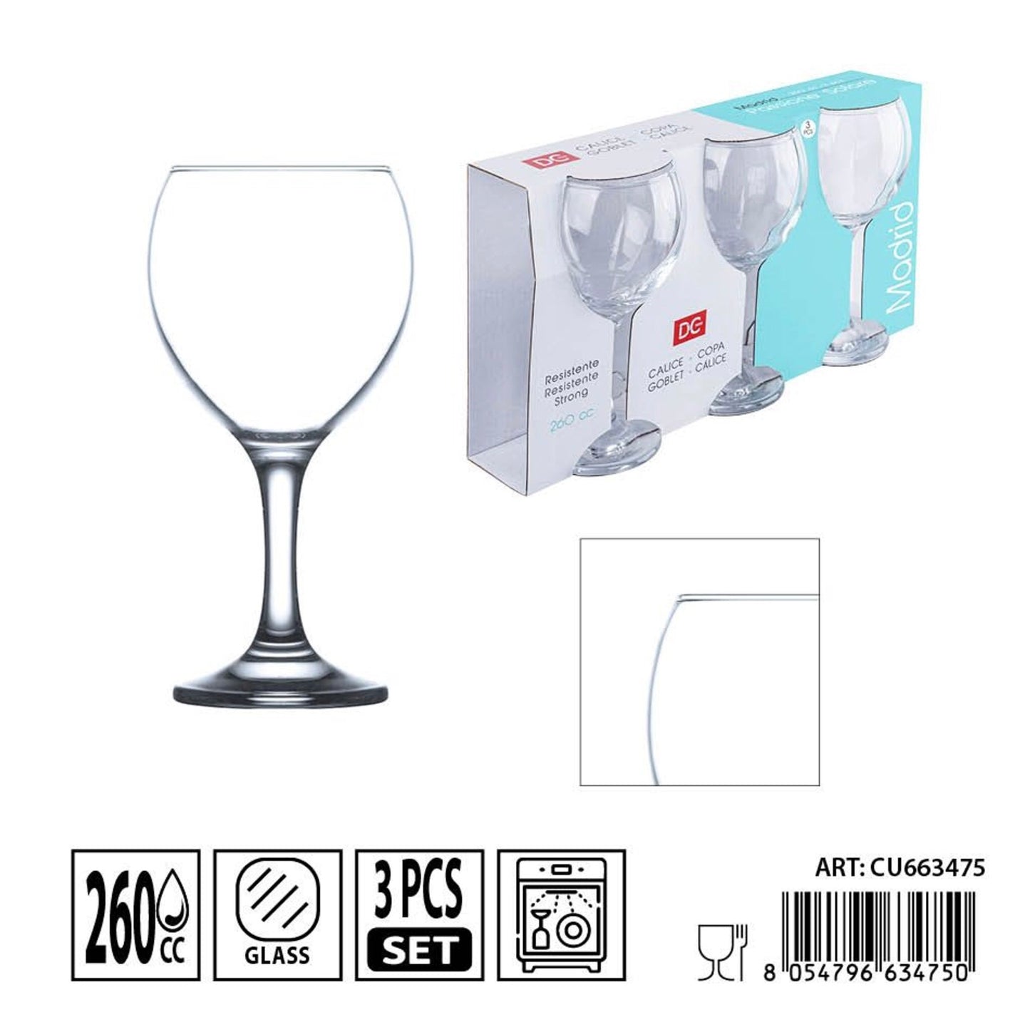 DC CASA calice Madrid V.bianco 260cc 3pz