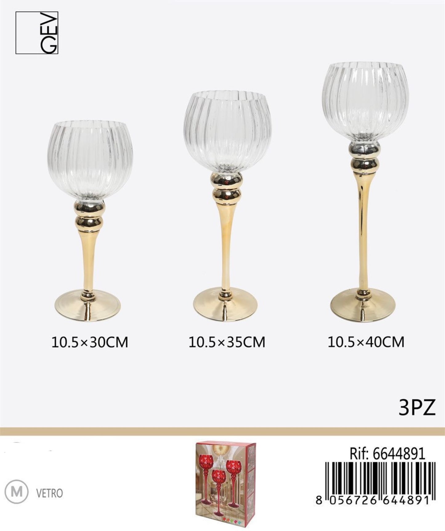 VASO vetro 3pz