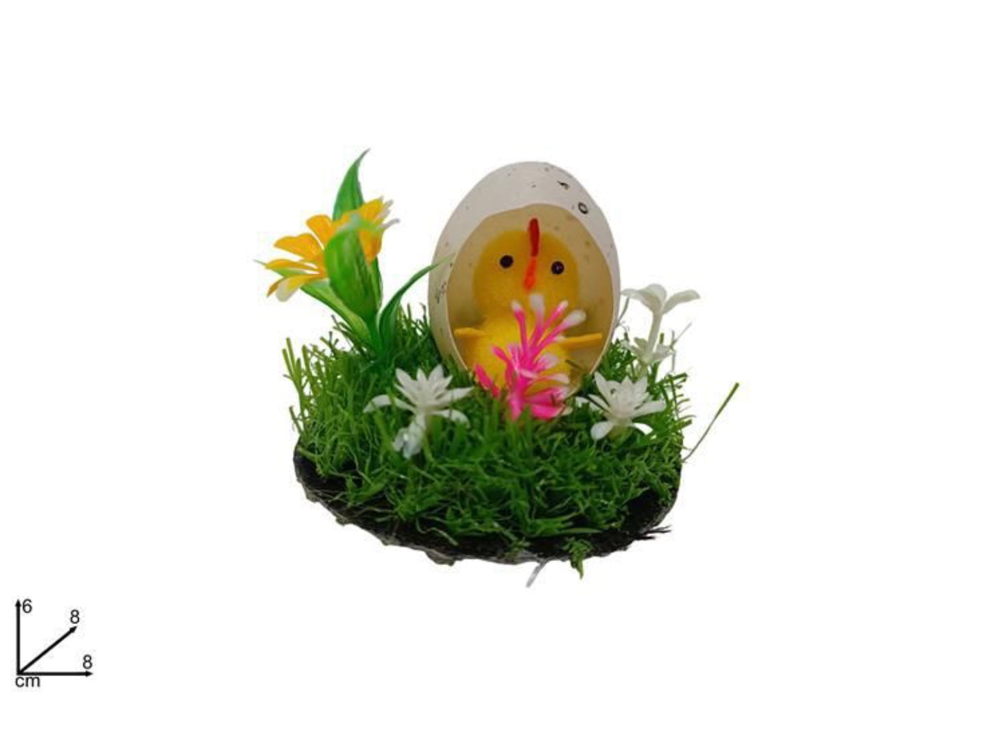 PASQUA decorazione erbetta con pulcino 6x8x8cm