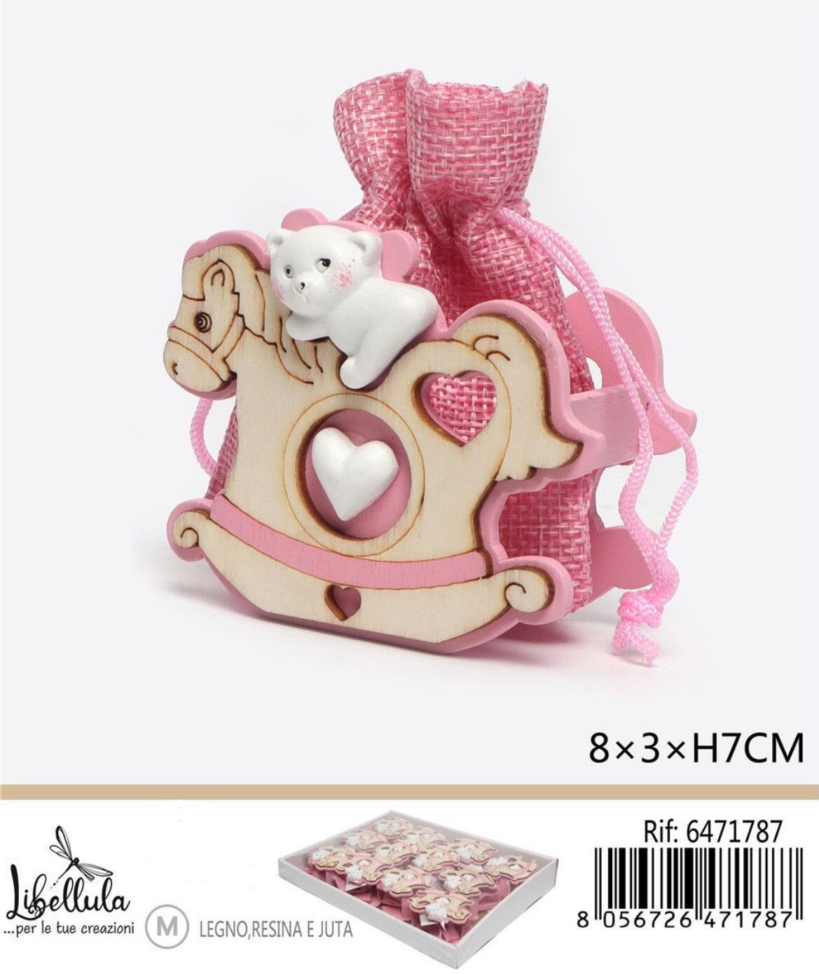 SACCHETTO portaconfetti cavalluccio 8x3xH7cm