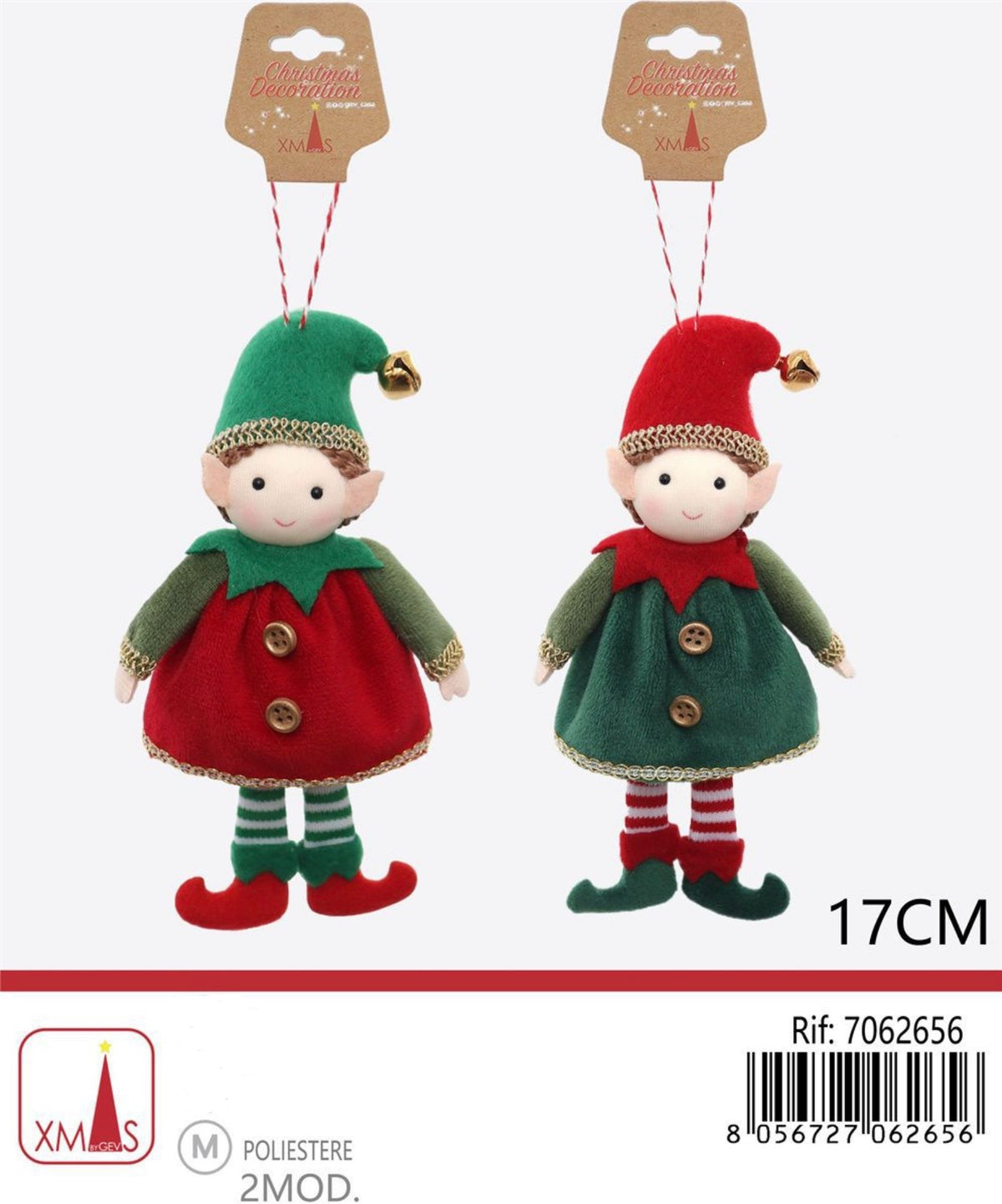 NATALE pendente elfo 17cm