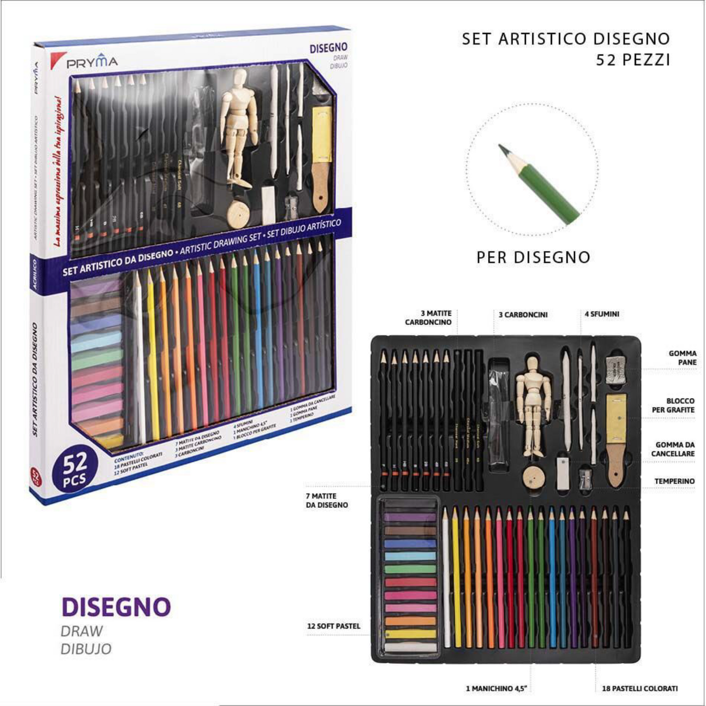 PRYMA set artistico da disegno 52pz