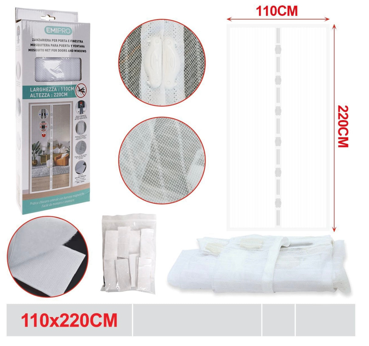 EMI ZANZARIERA PER PORTA E FINESTRA 110*220CM