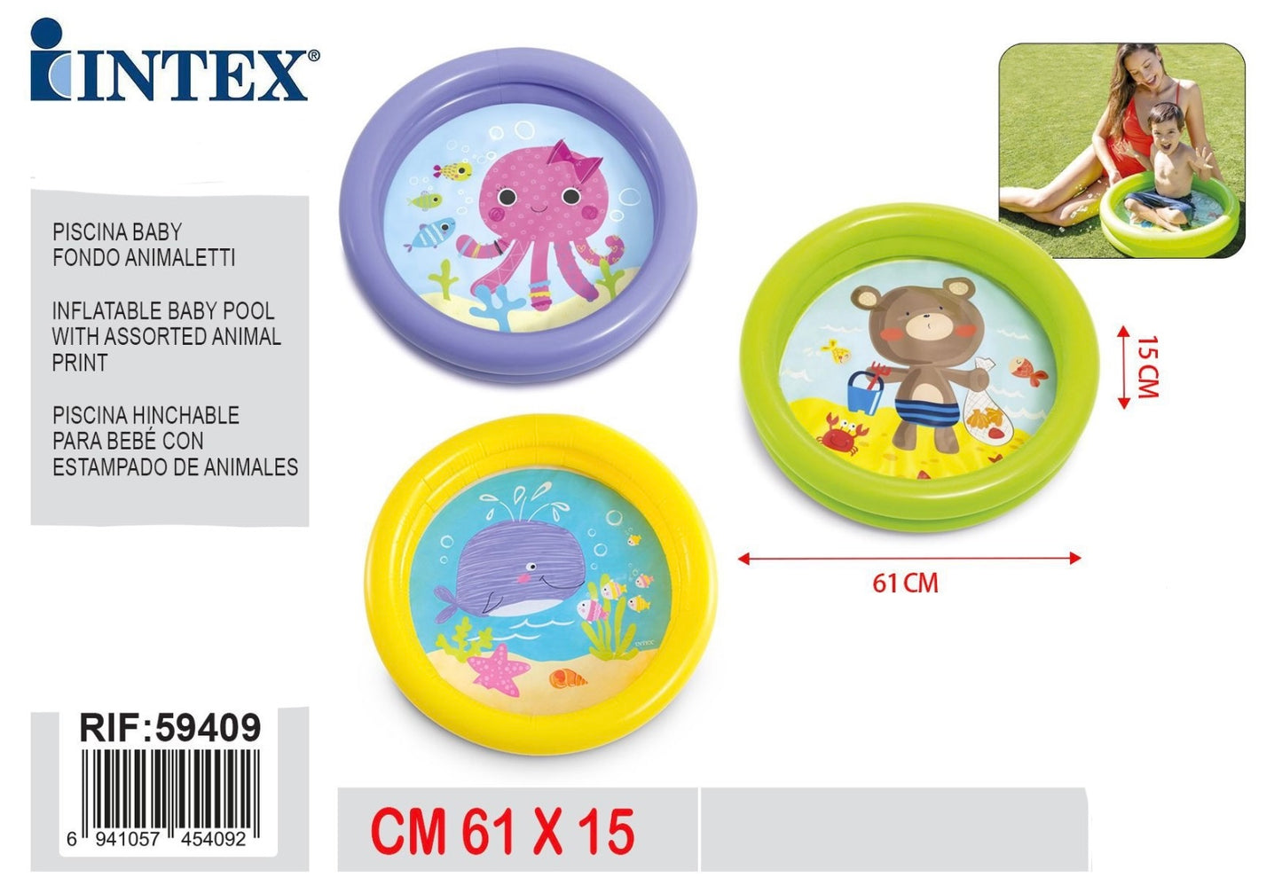 PISCINA BABY FONDO ANIMALETTI CM. 61X15