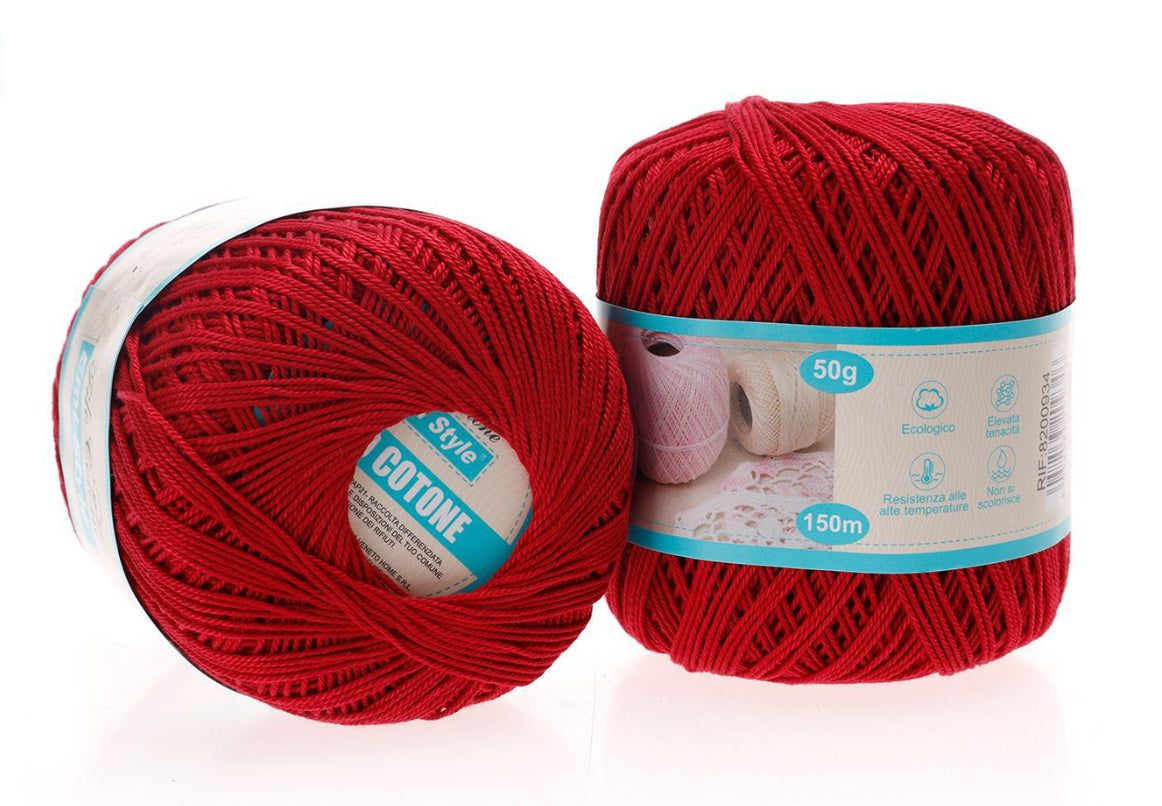 Filo cotone ROSSO SCURO 50g/150m