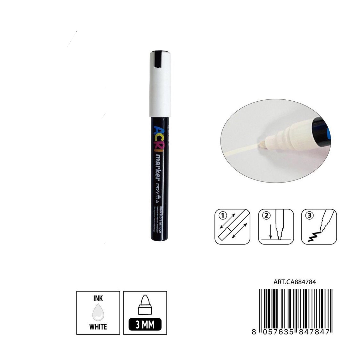 PRYMA marcatore acrilico 3mm N.132 bianco
