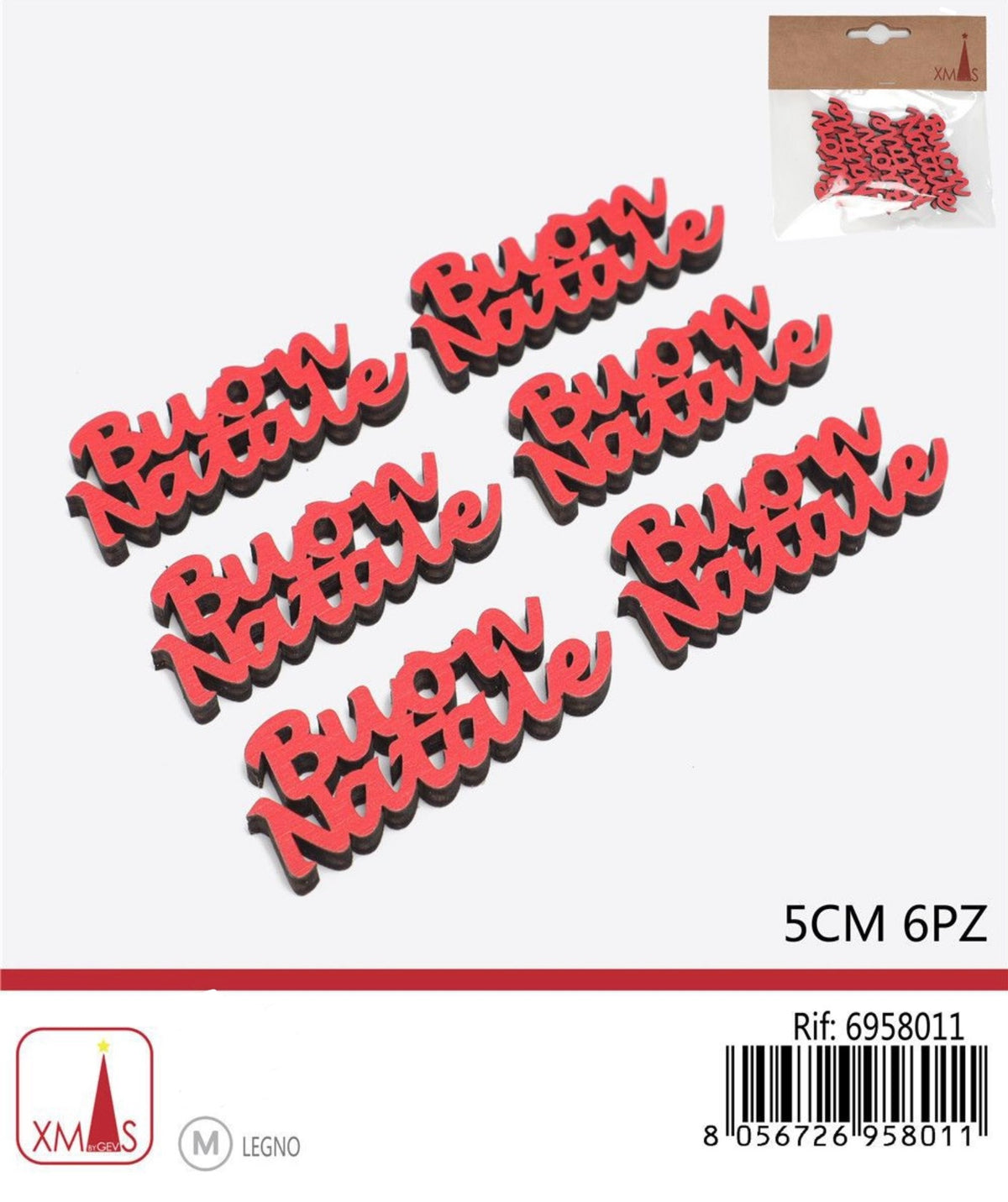 NATALIZIA scritta buon natale 5cm 6pz