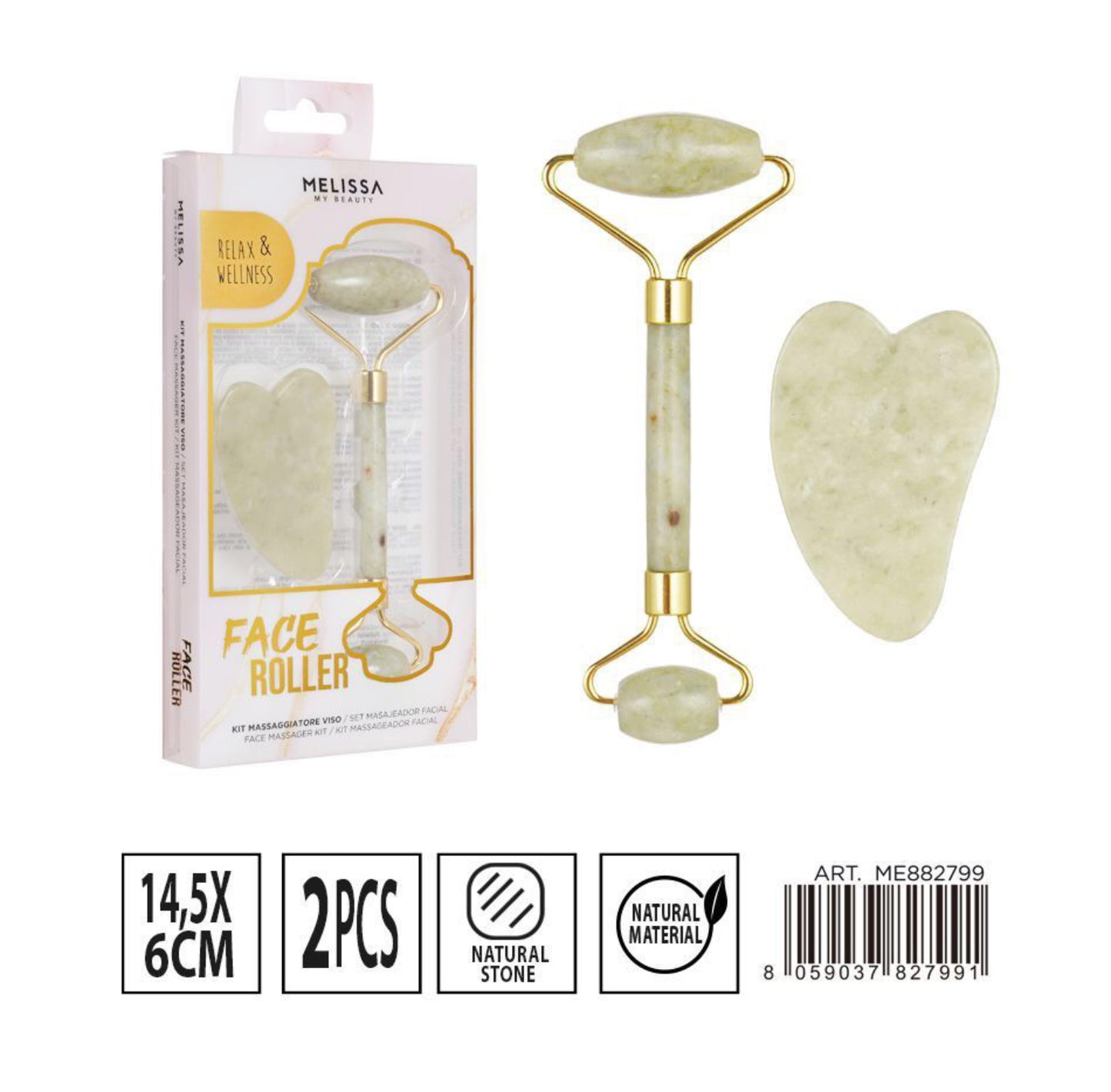 MELISSA kit massaggiatore viso con doppio rullo