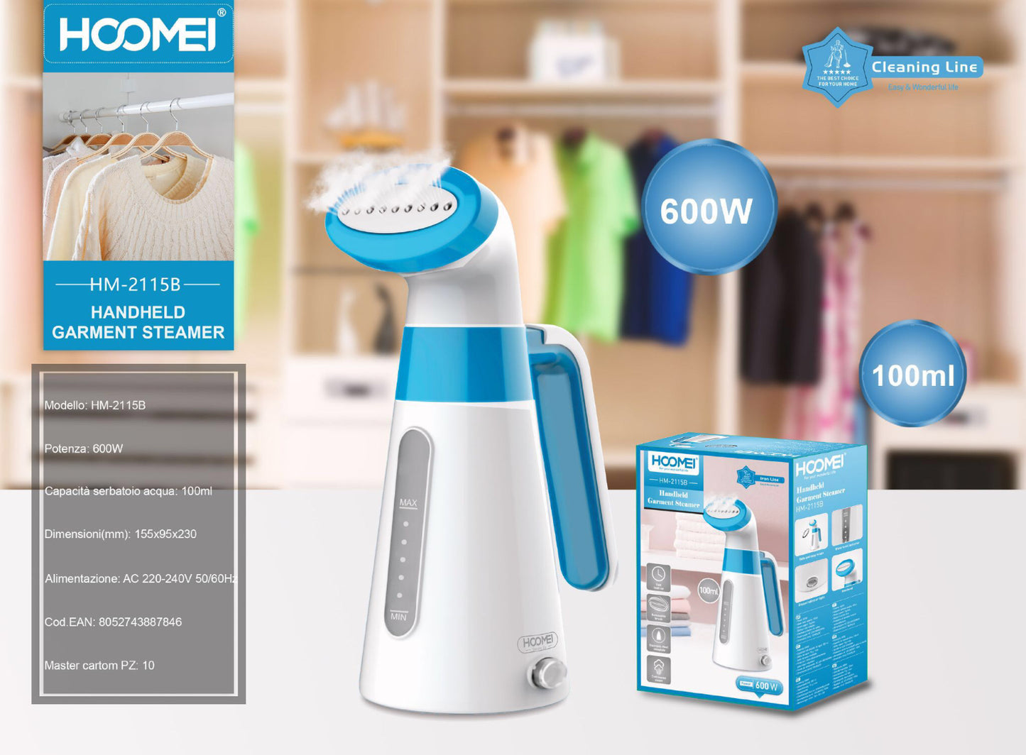 HOOMEI stiratrice a vapore HM-2115B