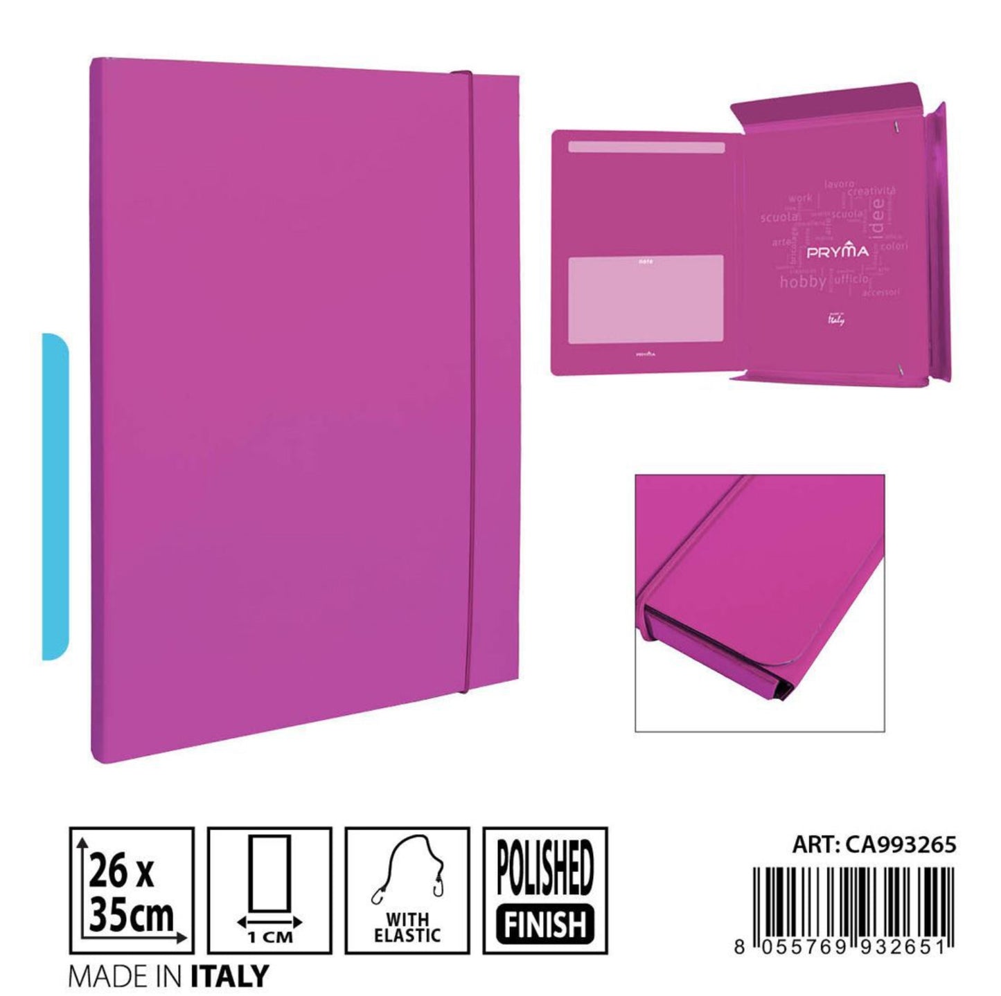 PRYMA cartella elastico 3L D1 26x35cm fucsia