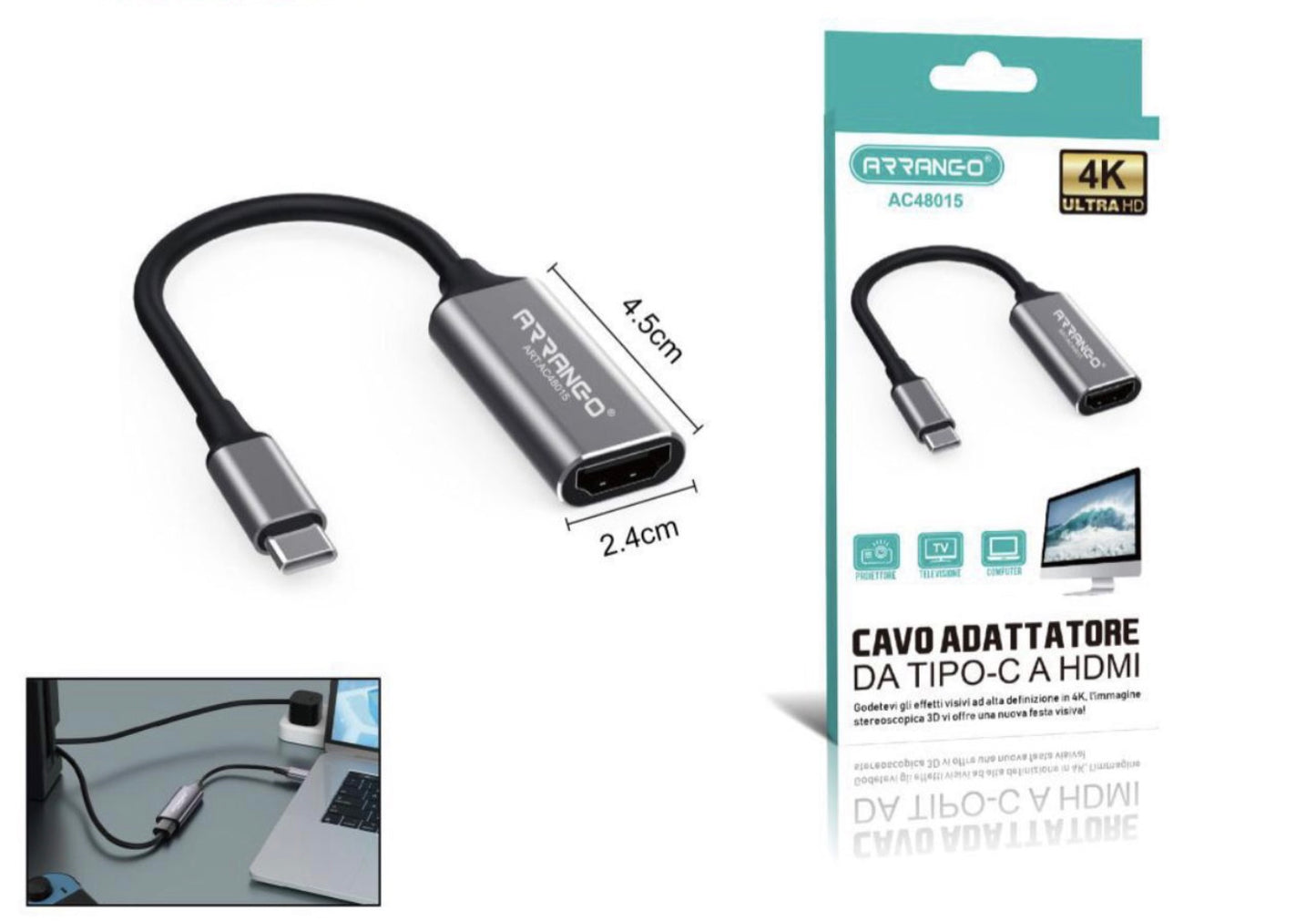 CAVO adattatore da TIPO-C A HDMI AC48015