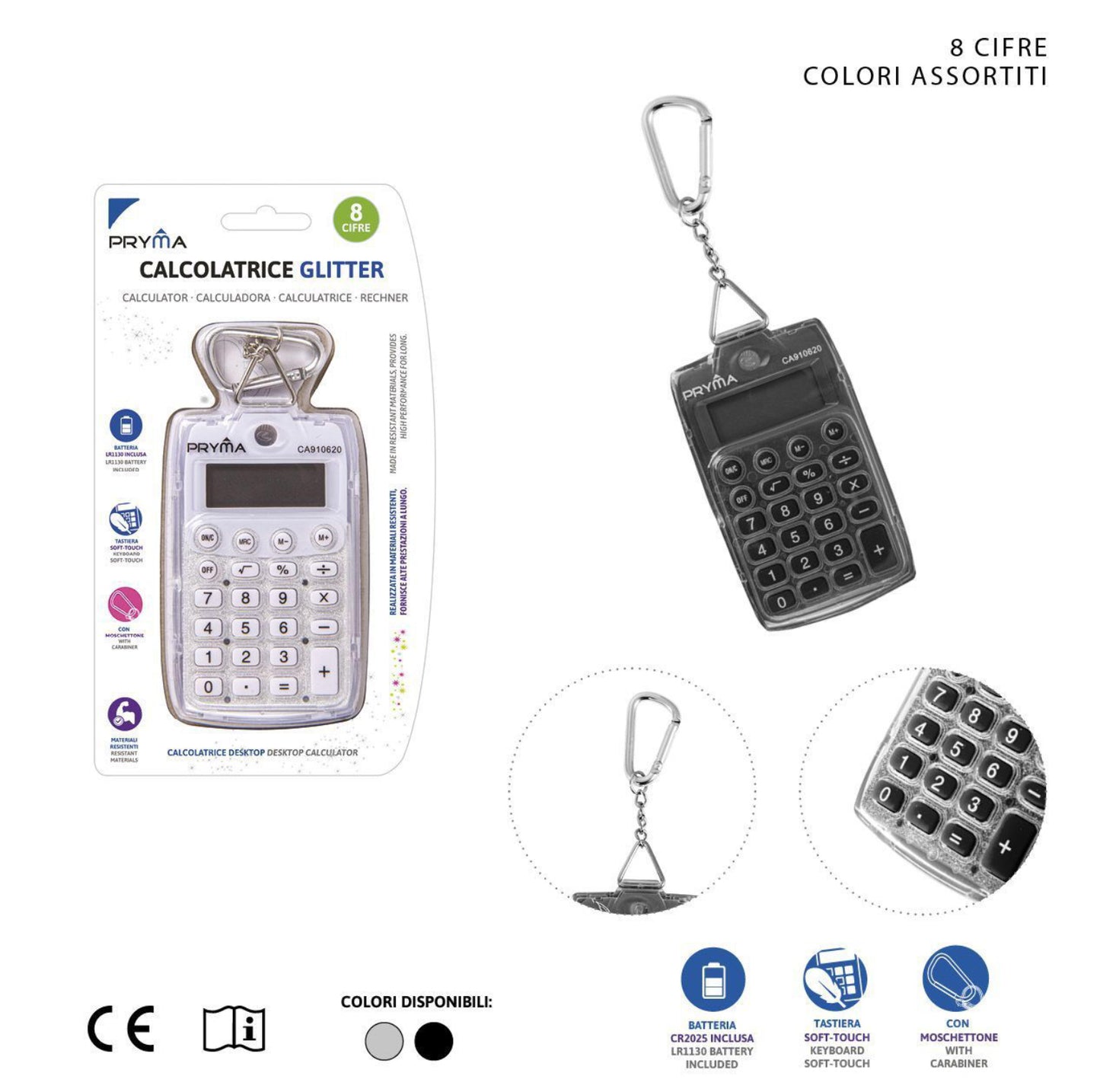 Pryma calcolatrice glitter 8cifre