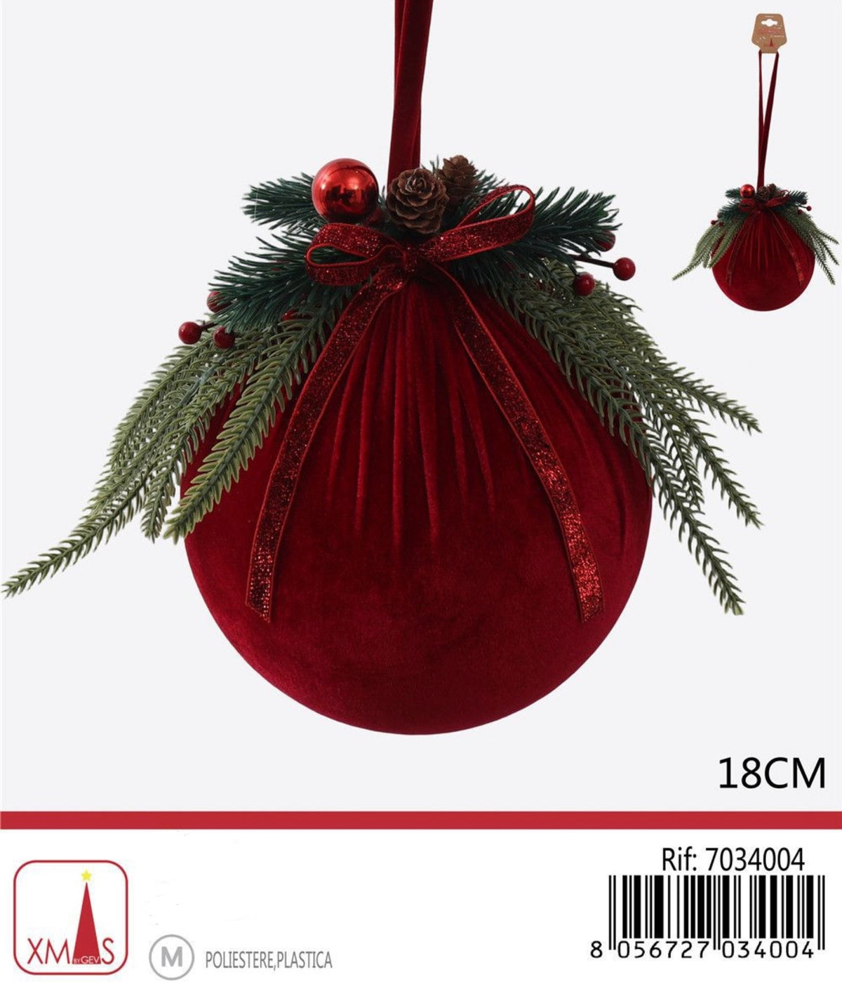 NATALIZIA pendente pallina pigna 18cm