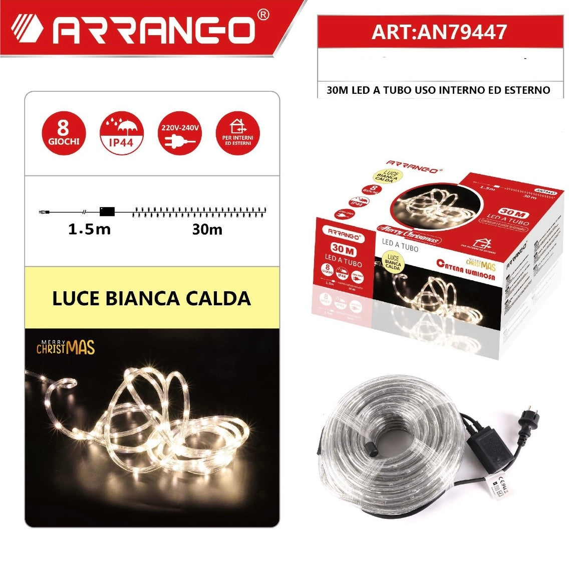 ARRANGO 30M LED a tubo uso interno e esterno
