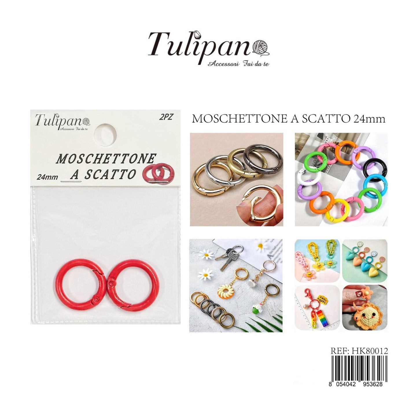 MOSCHETTO a scatto rosso 24mm 2pz