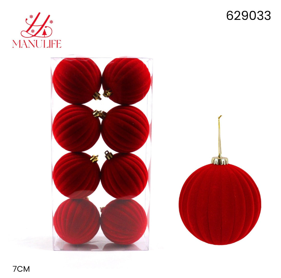 NATALIZIA palline di natale 8pz 7cm rosso,