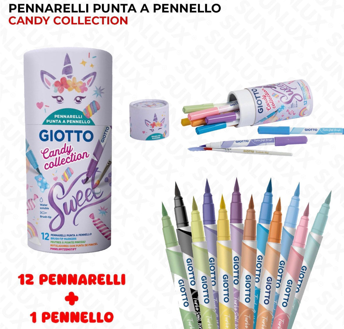 GIOTTO tempere candy tubo 12 turbo soft brush