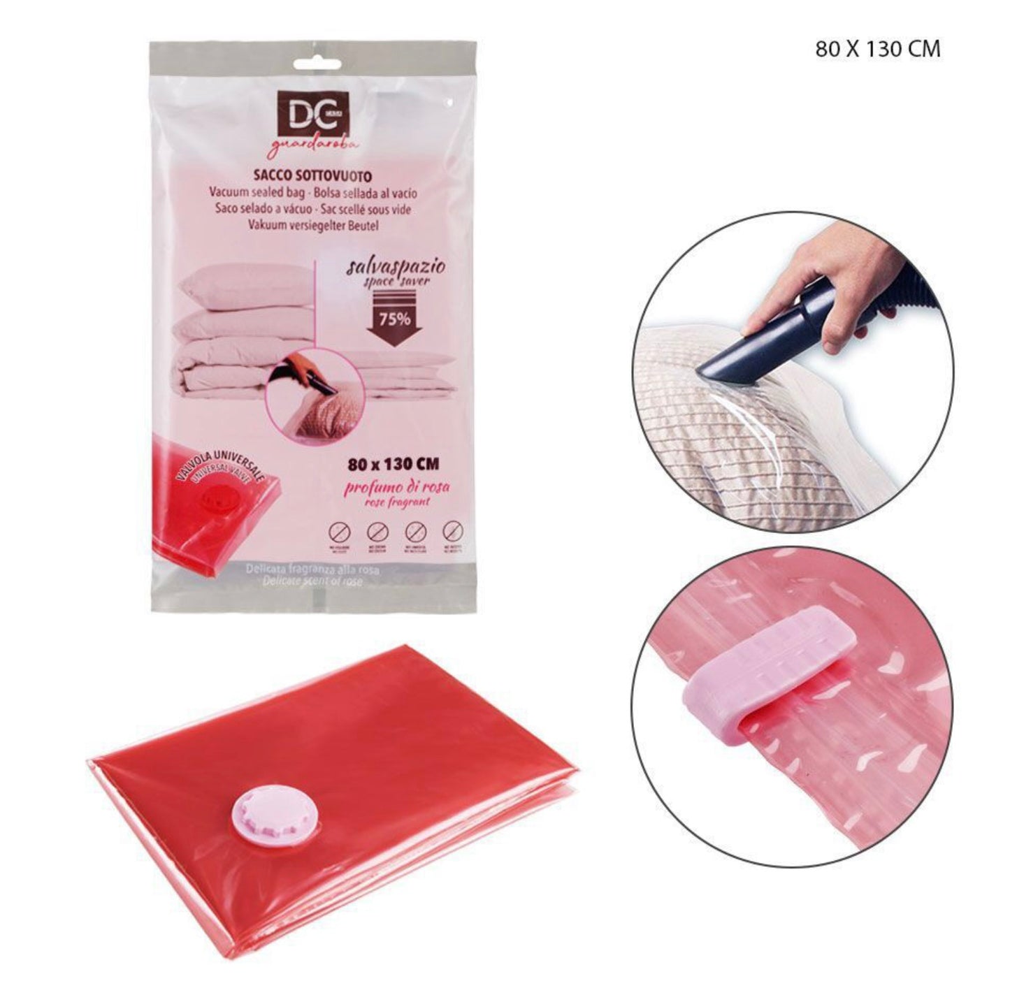 DC CASA sacco sottovuoto 80x130cm rosa