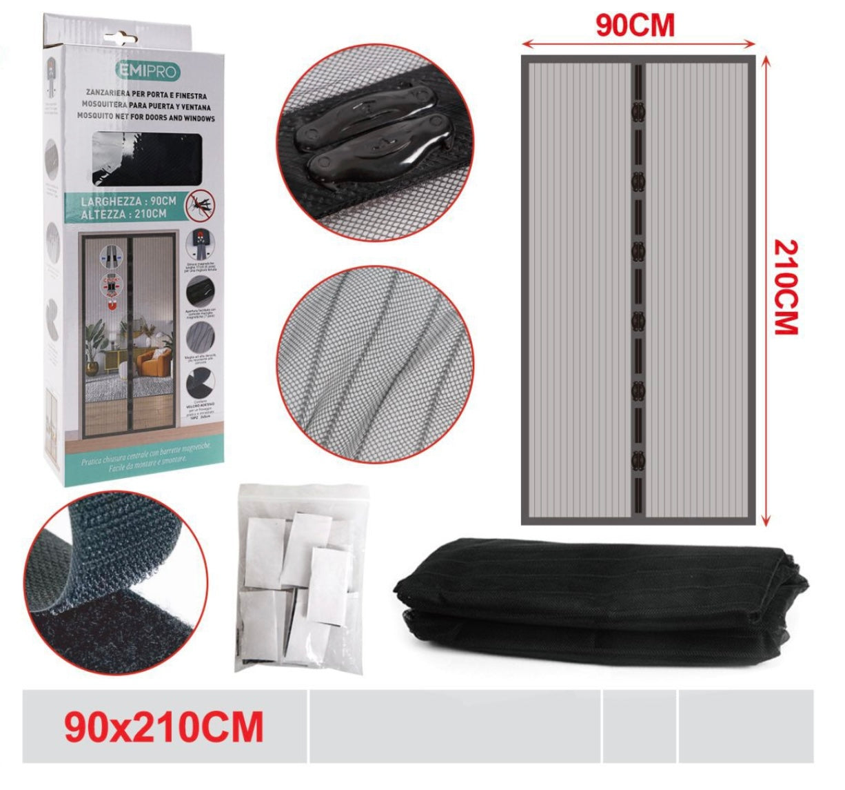EMI ZANZARIERA PER PORTA E FINESTRA 90*210CM