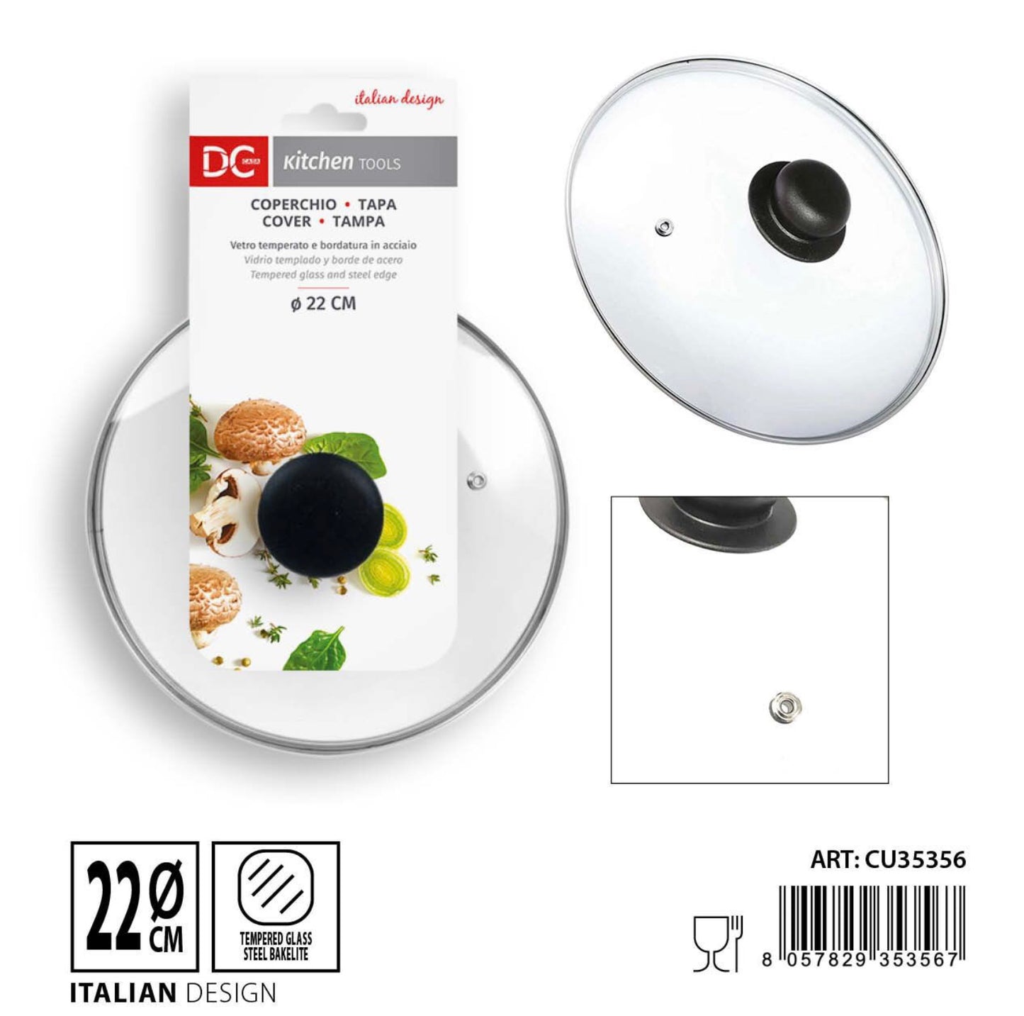 DC CASA coperchio vetro 22cm