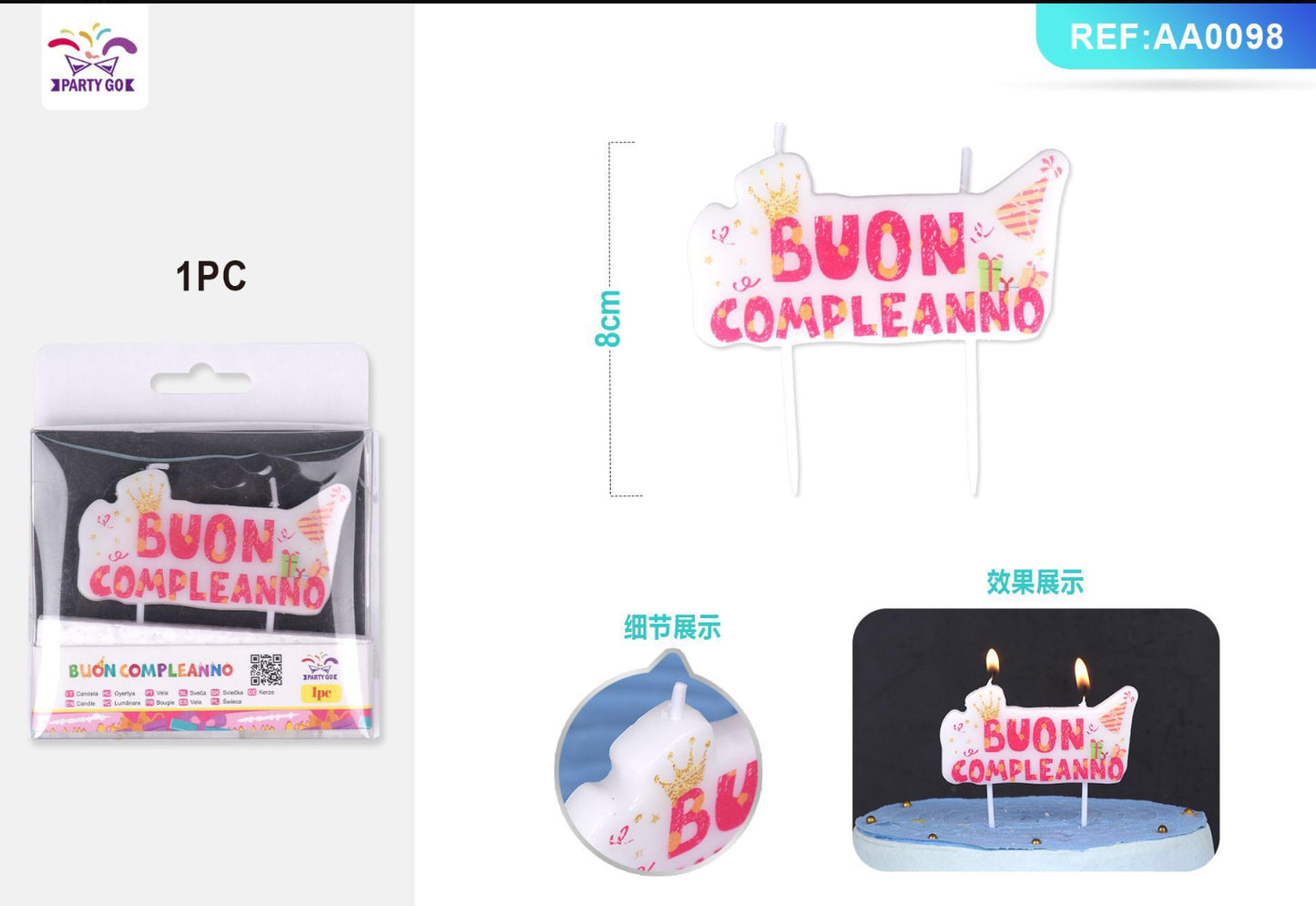 Candela rosa BUON COMPLEANNO