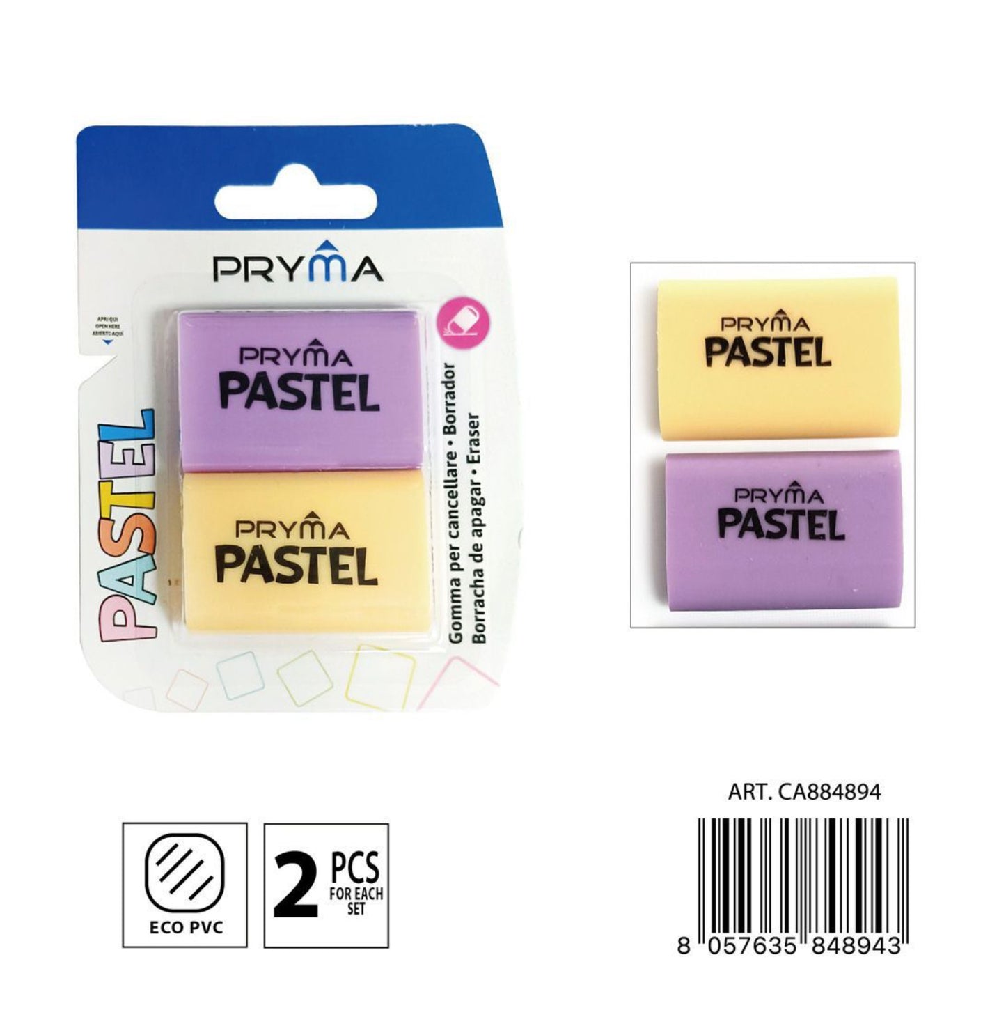 PRYMA gomma cancellare pastel 2pz 47x32mm