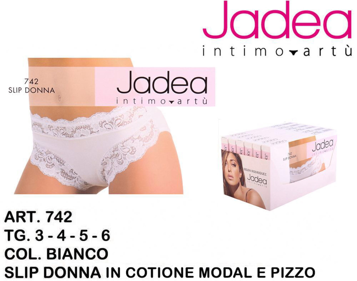 JADEA slip cotone bordo in pizzo bianco art.742