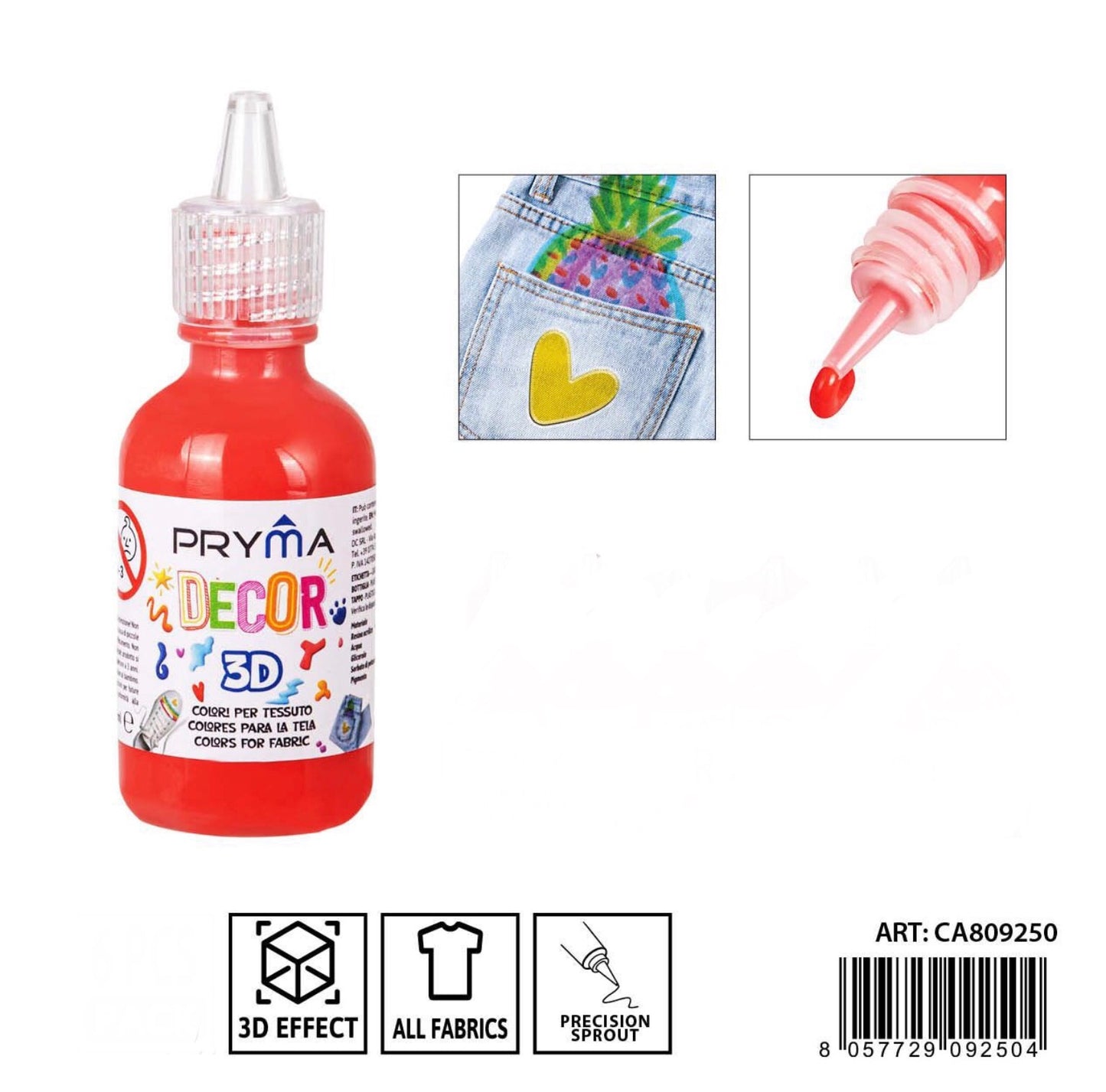 PRYMA colore tessuto 3D paintex 30ml rosso