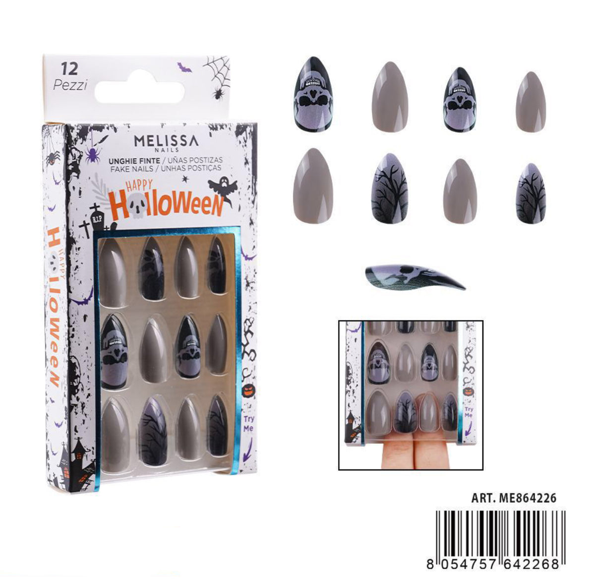 Halloween Melissa unghie finte stiletto 12pz ME864226