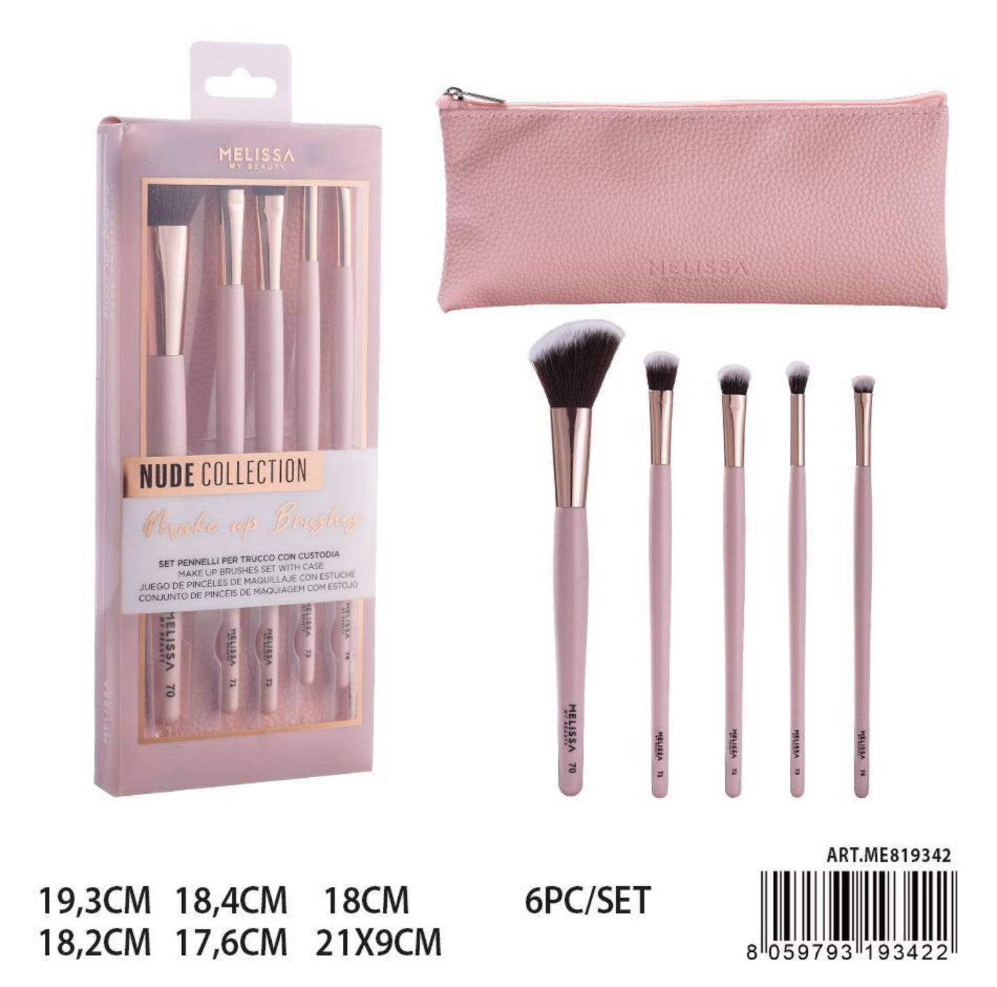 MELISSA pennello trucco 5pz custodia