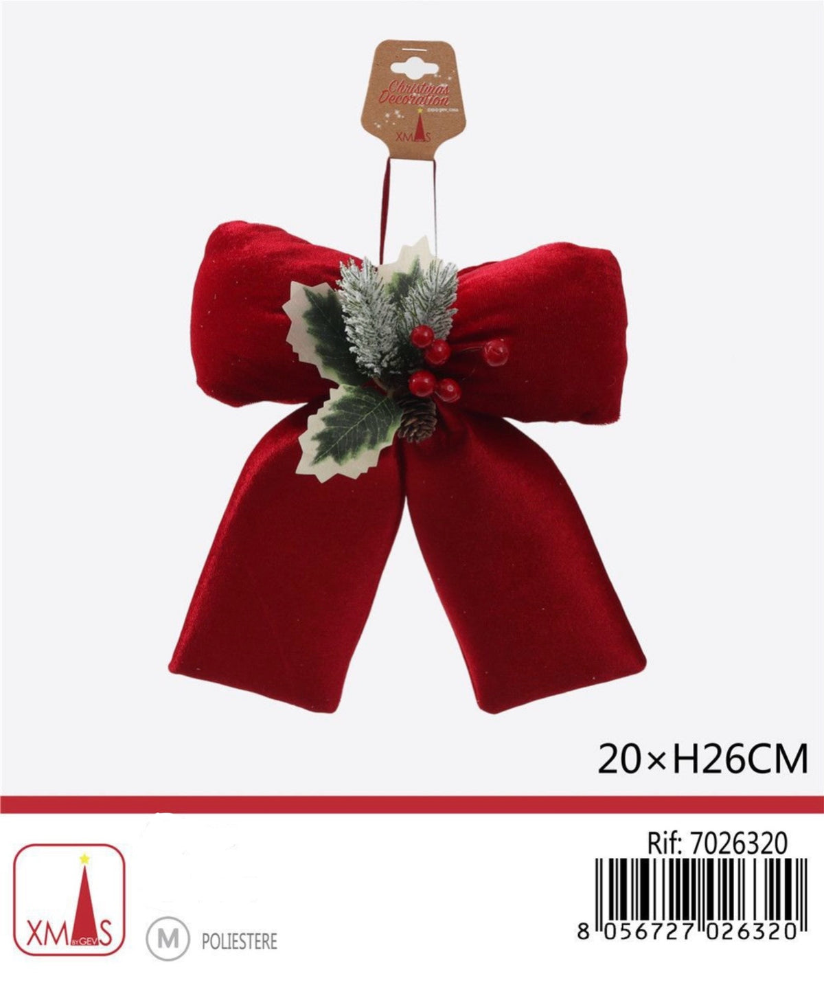 NATALE pendente fiocco 20x26cm